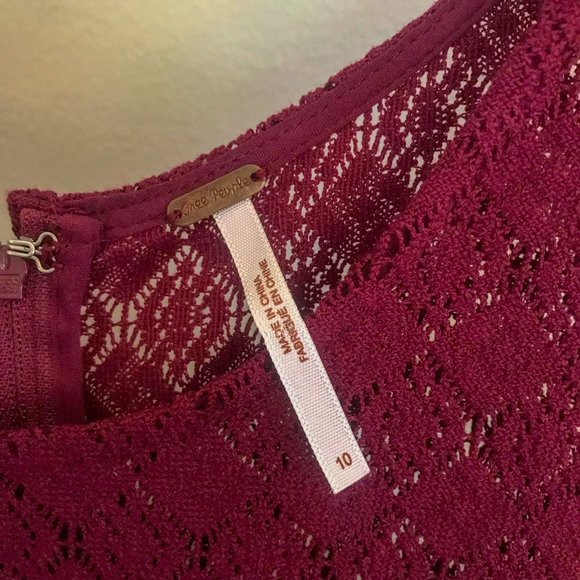 Free People Maroon Lace Skater Dress - Picture 4 of 5